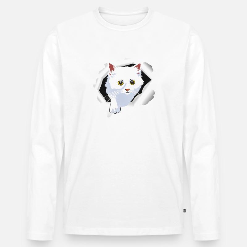 KATZE W - Männer Premium Bio Langarmshirt - Weiß
