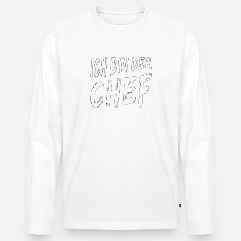 ICH BIN DER CHEF - Männer Premium Bio Langarmshirt - Weiß