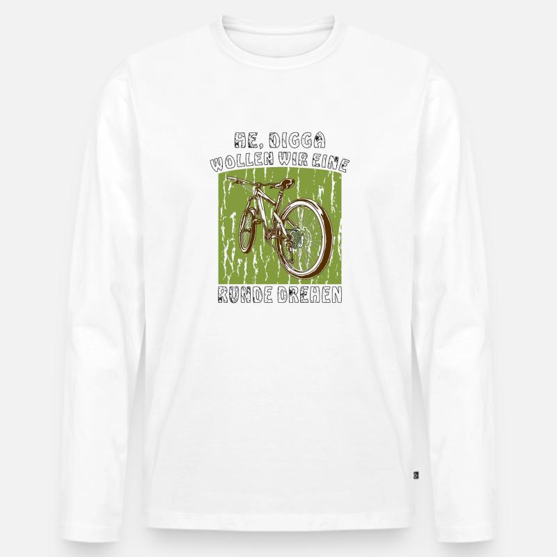 FAHRRAD HE DIGGA - Männer Premium Bio Langarmshirt - Weiß