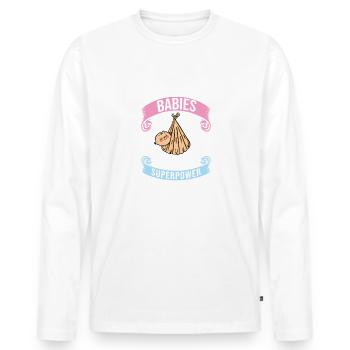 I Deliver Babies What's Your Superpower, Midwife - Men's Premium Organic Long Sleeve Shirt - white - Front - Nico (187cm)
