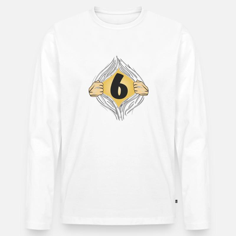 6 HEMD AUFZIEHEN - Männer Premium Bio Langarmshirt - Weiß