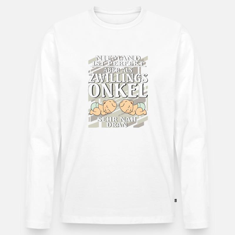 ZWILLINGS ONKEL - Männer Premium Bio Langarmshirt - Weiß