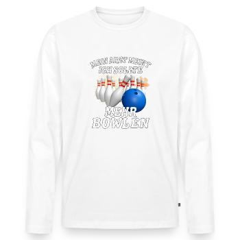 ARZT MEINT MEHR BOWLEN - Männer Premium Bio Langarmshirt - Weiß - Vorne - Nico (187cm)