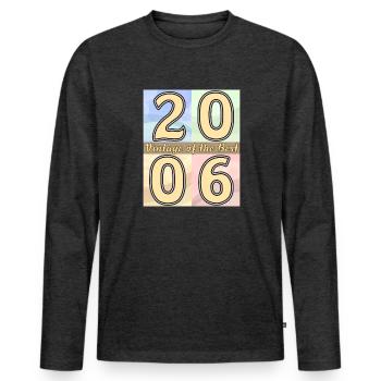 ANNÉE D’ANNIVERSAIRE 2006 - T-shirt manches longues Premium bio Homme - anthracite chiné - Devant - Nico (187cm)