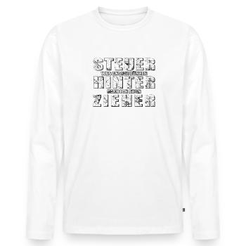 STEUERHINTERZIEHER - Männer Premium Bio Langarmshirt - Weiß - Vorne - Nico (187cm)