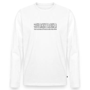 STEUERHINTERZIEHER - Männer Premium Bio Langarmshirt - Weiß - Vorne - Nico (187cm)