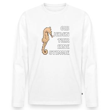 GIB JEDEN TIER EINE STIMME - Männer Premium Bio Langarmshirt - Weiß - Vorne - Nico (187cm)