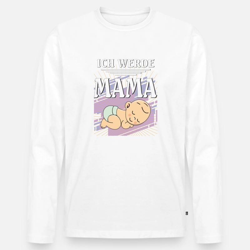 ICH WERDE MAMA - Männer Premium Bio Langarmshirt - Weiß