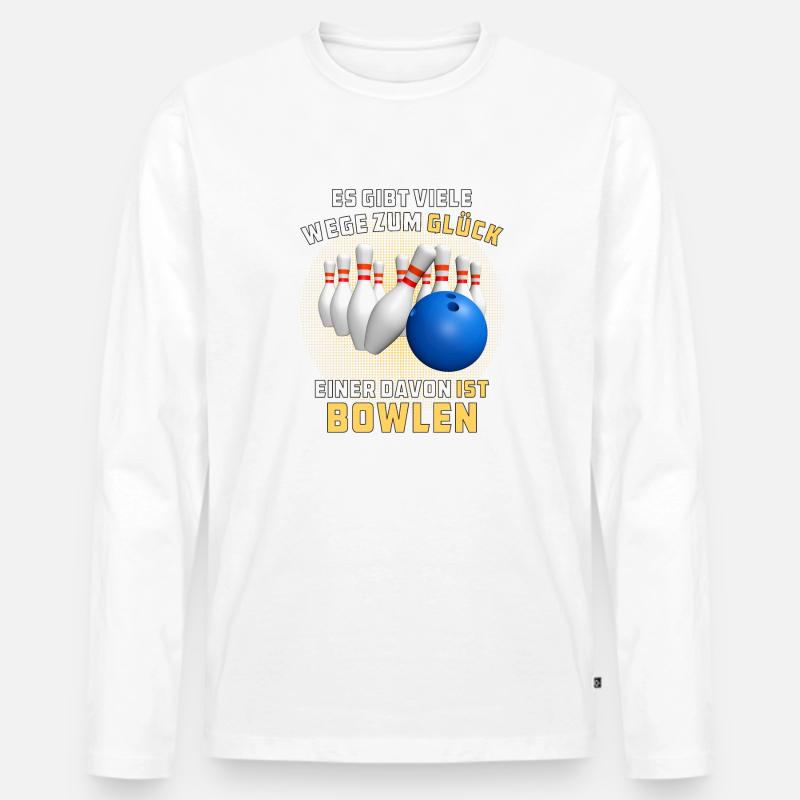 GLÜCK IST BOWLEN - Männer Premium Bio Langarmshirt - Weiß