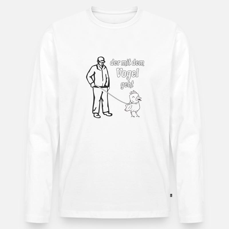 DER MIT DEM VOGEL GEHT - Männer Premium Bio Langarmshirt - Weiß