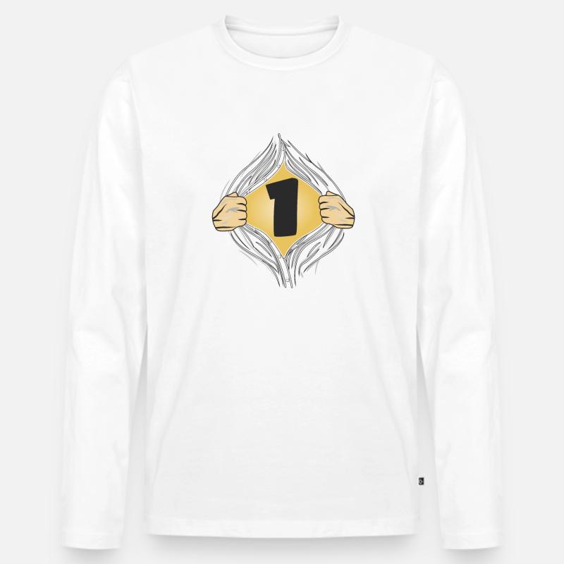 1 HEMD AUFZIEHEN - Männer Premium Bio Langarmshirt - Weiß