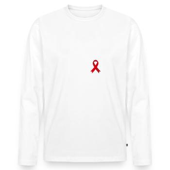 Frère d’un guerrier, ruban rouge hémophilie - T-shirt manches longues Premium bio Homme - blanc - Devant - Nico (187cm)