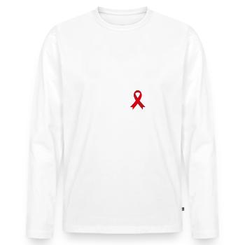 Oncle d’un guerrier, Hémophilie au ruban rouge - T-shirt manches longues Premium bio Homme - blanc - Devant - Nico (187cm)