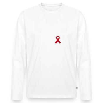 Grand-mère d’un guerrier, ruban rouge hémophilie - T-shirt manches longues Premium bio Homme - blanc - Devant - Nico (187cm)