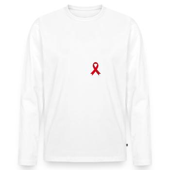 Soeur d’un guerrier, Hémophilie au ruban rouge - T-shirt manches longues Premium bio Homme - blanc - Devant - Nico (187cm)