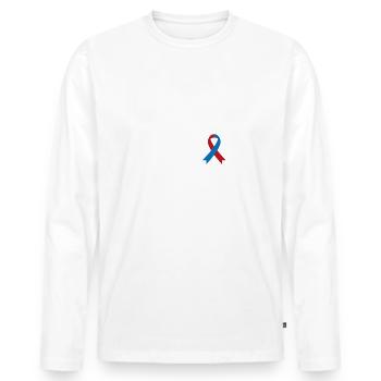 Frère d’un guerrier, ruban rouge et bleu HLHS - T-shirt manches longues Premium bio Homme - blanc - Devant - Nico (187cm)