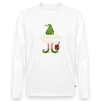 The Gluehwein Drinking Elf, Mulled Wine Christmas - Männer Premium Bio Langarmshirt - Weiß - Vorne - Nico (187cm)