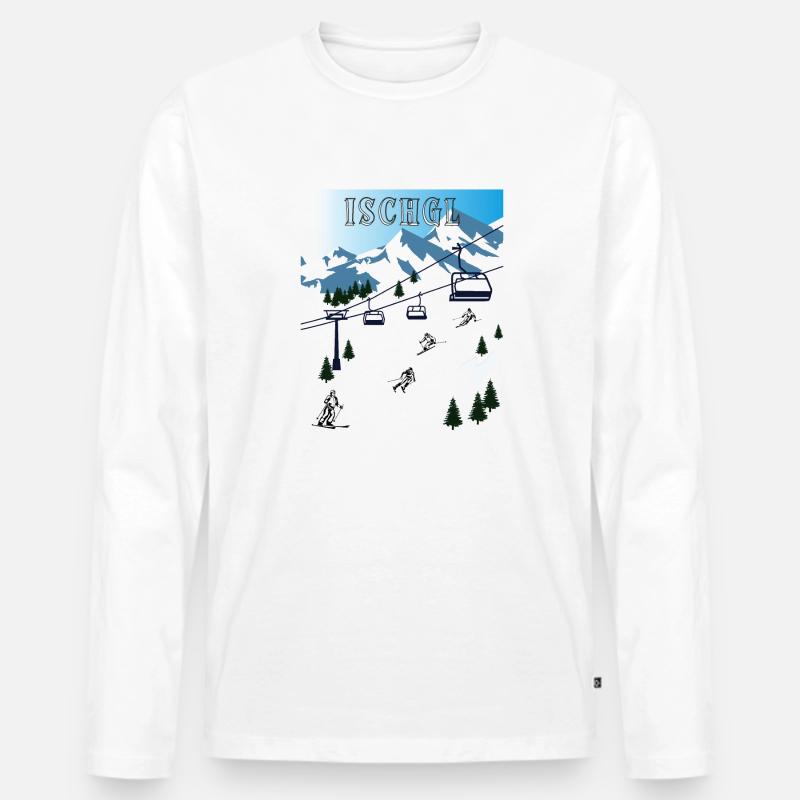 SCHI FAHREN ISCHGL - Männer Premium Bio Langarmshirt - Weiß