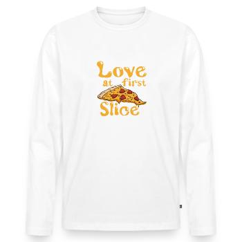 Love At First Slice, les amateurs de pizza - T-shirt manches longues Premium bio Homme - blanc - Devant - Nico (187cm)