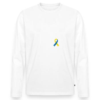 Mom Of A Warrior, Schleife Downsyndrom - Männer Premium Bio Langarmshirt - Weiß - Vorne - Nico (187cm)