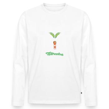 Watermelons Stop Staring Women Boobs - Men's Premium Organic Long Sleeve Shirt - white - Front - Nico (187cm)