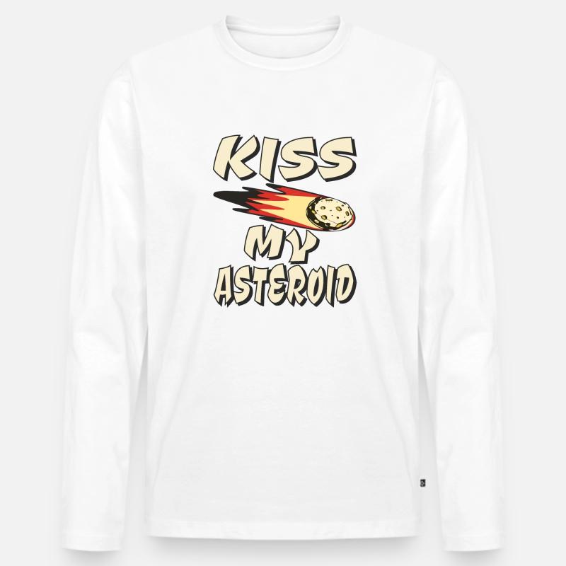 KISS MY ASTEROID - Männer Premium Bio Langarmshirt - Weiß