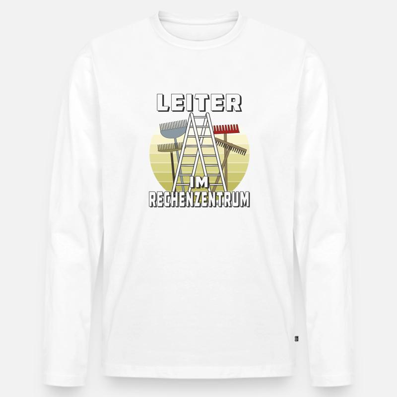 LEITER IM RECHENZENTRUM - Männer Premium Bio Langarmshirt - Weiß