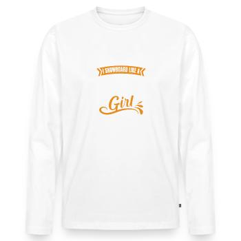 I Know I Snowboard Like A Girl, Snowboard - Männer Premium Bio Langarmshirt - Weiß - Vorne - Nico (187cm)