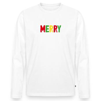 Joyeux anniversaire, anniversaire de Noël - T-shirt manches longues Premium bio Homme - blanc - Devant - Nico (187cm)