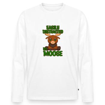 Abgelenkt von der Tierwelt und Natur des - Männer Premium Bio Langarmshirt - Weiß - Vorne - Nico (187cm)