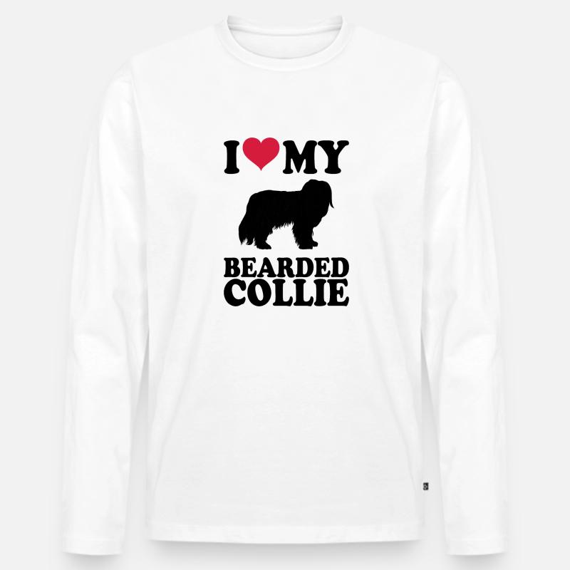 Bearded Collie - Männer Premium Bio Langarmshirt - Weiß