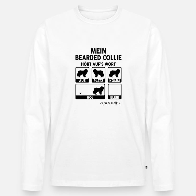 Bearded Collie - Männer Premium Bio Langarmshirt - Weiß