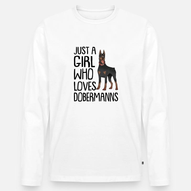 Dobermann - Männer Premium Bio Langarmshirt - Weiß