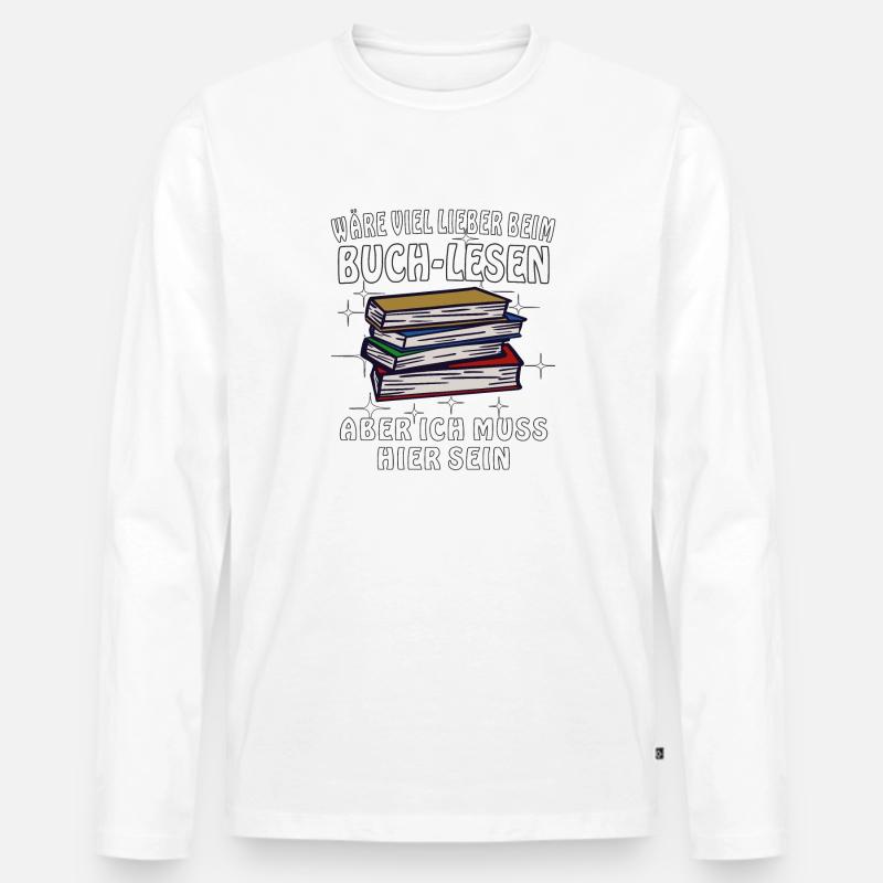 BUCH LESEN - Männer Premium Bio Langarmshirt - Weiß