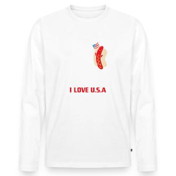 Hot Diggity Dog I Love the USA Memorial Day Fourth - Men's Premium Organic Long Sleeve Shirt - white - Front - Nico (187cm)