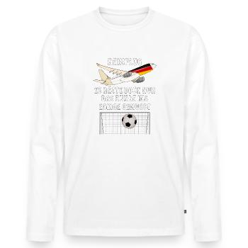 FUSSBALL HEIMFLUG - Männer Premium Bio Langarmshirt - Weiß - Vorne - Nico (187cm)