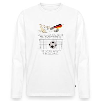 FUSSBALL HEIMFLUG - Männer Premium Bio Langarmshirt - Weiß - Vorne - Nico (187cm)