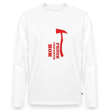 Fière pompière Mama USA Flag Mother Firew - T-shirt manches longues Premium bio Homme - blanc - Devant - Nico (187cm)