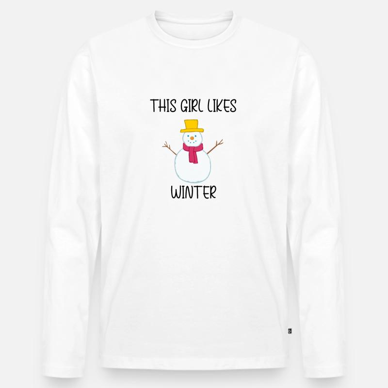 Mädchen mag gemütliche Wintersaison, - Männer Premium Bio Langarmshirt - Weiß