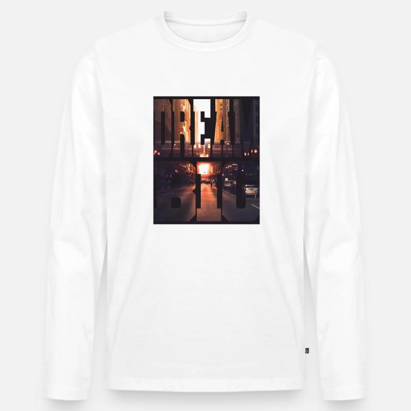DREAM BIG - Männer Premium Bio Langarmshirt - Weiß