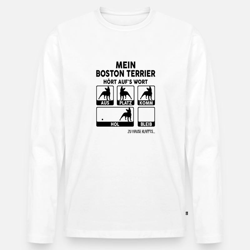 Boston Terrier - Männer Premium Bio Langarmshirt - Weiß