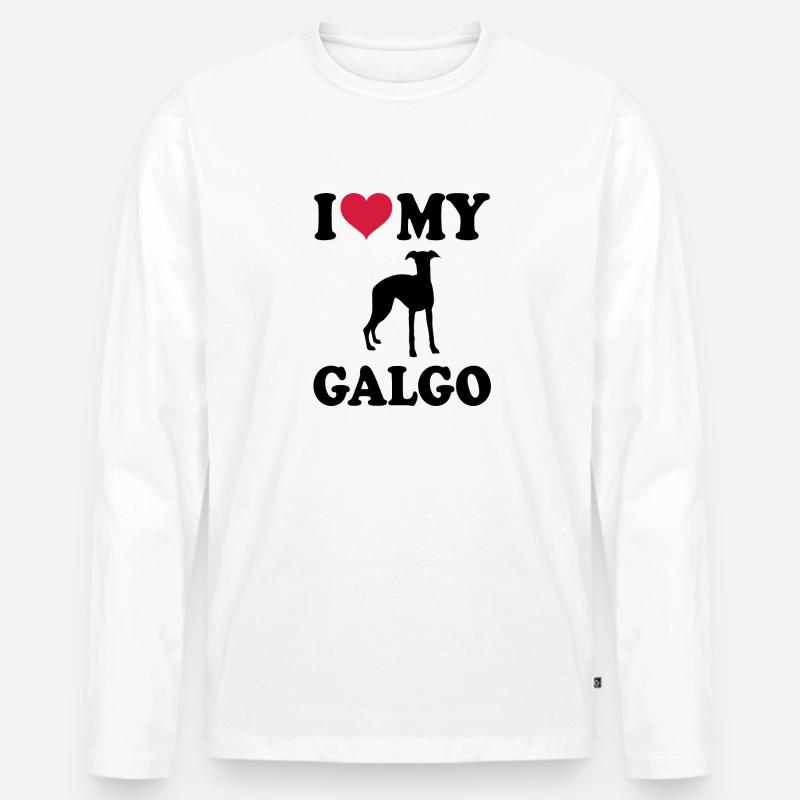 Galgo - Männer Premium Bio Langarmshirt - Weiß