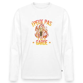 Je Peux Pas Je Suis De Garde Pompiers Cadeau De Po - T-shirt manches longues Premium bio Homme - blanc - Devant - Nico (187cm)