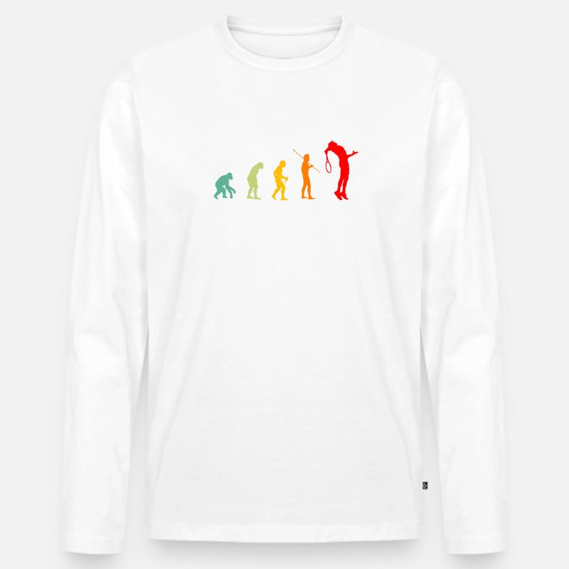 Evolution Tennisman Geschenkidee Mann - Männer Premium Bio Langarmshirt - Weiß