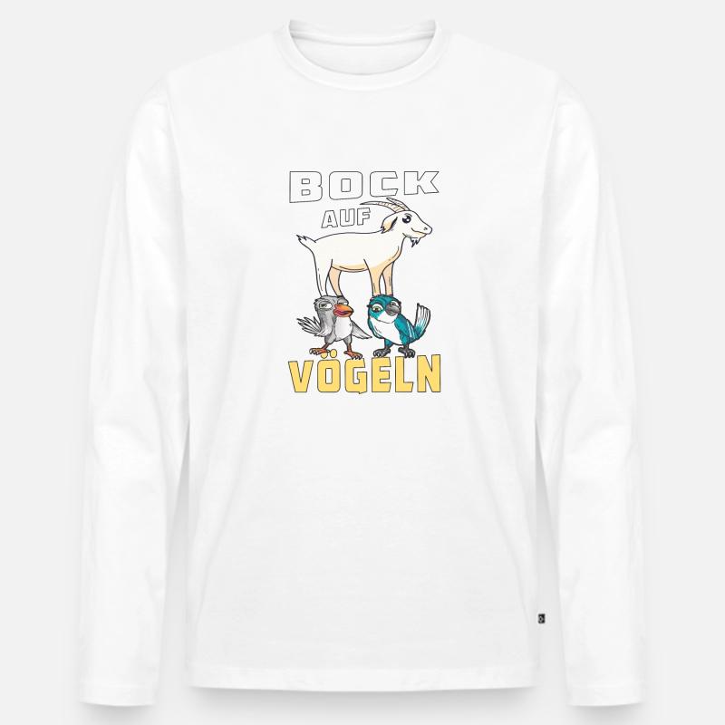 BOCK AUF VÖGELN - Männer Premium Bio Langarmshirt - Weiß