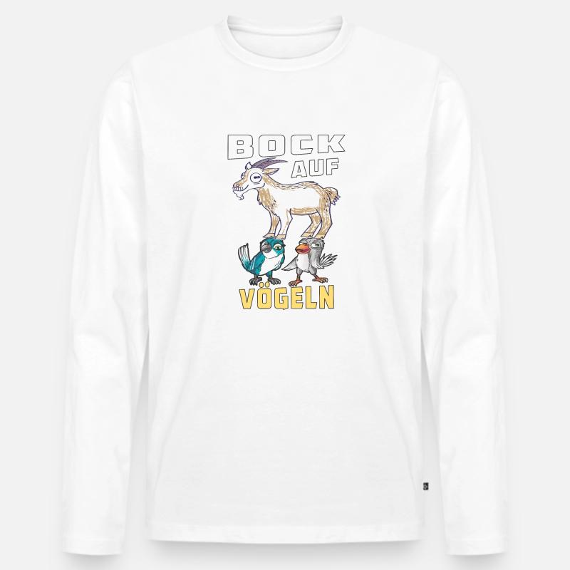 BOCK AUF VÖGELN - Männer Premium Bio Langarmshirt - Weiß
