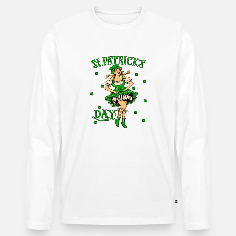 FRAU ST. PATRICKS DAY - Männer Premium Bio Langarmshirt - Weiß