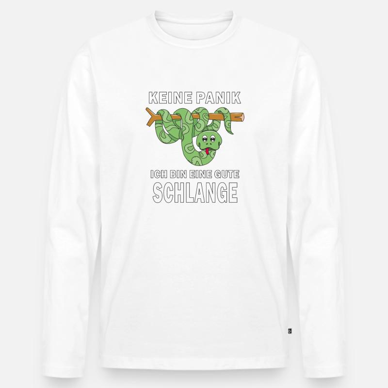 BIN EINE GUTE SCHLANGE - Männer Premium Bio Langarmshirt - Weiß