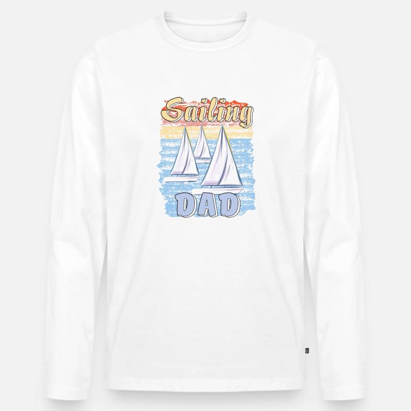 BOOTE SAILING DAD - Männer Premium Bio Langarmshirt - Weiß