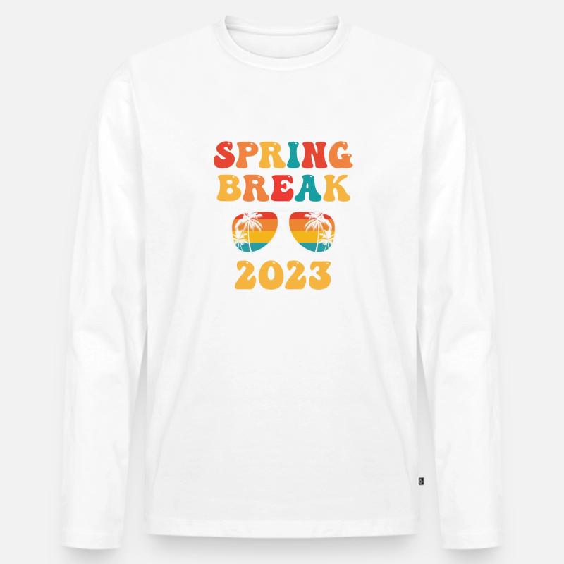 Groovy Spring Break 2023 Schulferien - Männer Premium Bio Langarmshirt - Weiß